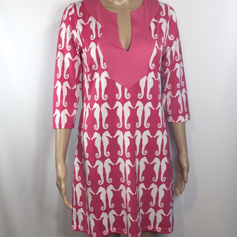 Tracy Negoshian Pink & White Slip On Dress